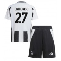 Juventus Andrea Cambiaso #27 Domáci Detský futbalový dres 2024-25 Krátky Rukáv (+ trenírky)